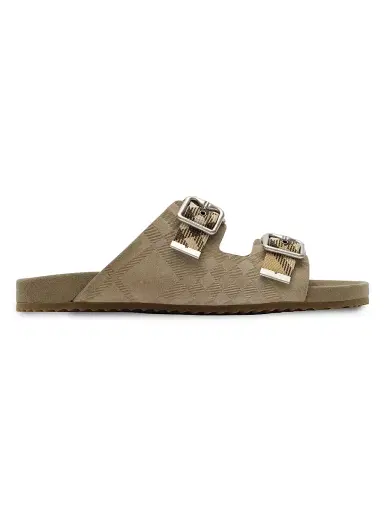 Burberry Men's MF Urchin Suede Check Sandals - Sparrow Beige | Thumbnail 1 Burberry Men's MF Urchin Suede Check Sandals - Sparrow Beige | Thumbnail 1