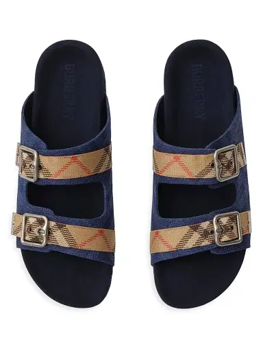 Burberry Men's MF Urchin Check Sandals - Navy - Size 13 | Thumbnail 4