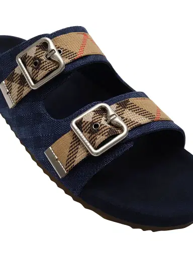 Burberry Men's MF Urchin Check Sandals - Navy - Size 13 | Thumbnail 6