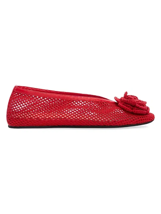 Women's Jenny Mesh Floral Appliqué Ballet Flats - Goji Berry