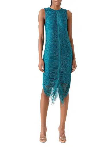Akris Women's Draped Fringed Silk Sheath Dress | Thumbnail 2
