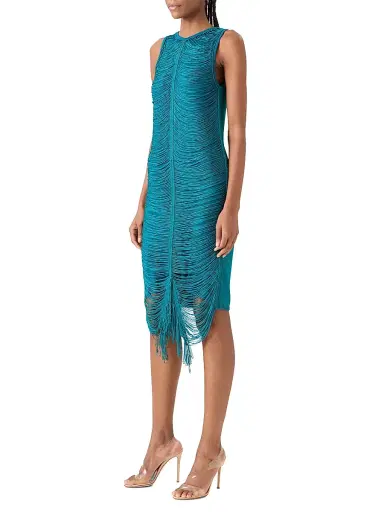 Akris Women's Draped Fringed Silk Sheath Dress | Thumbnail 3