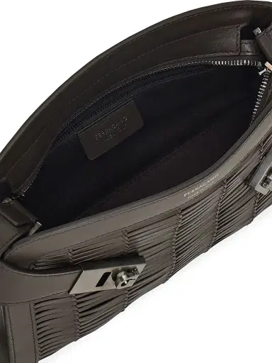 Ferragamo Men's Hug Leather Shoulder Bag | Thumbnail 2 Ferragamo Men's Hug Leather Shoulder Bag | Thumbnail 2