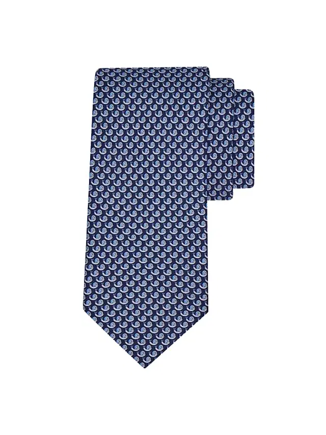 FERRAGAMO Men's Betty Snails Silk Tie - Blue