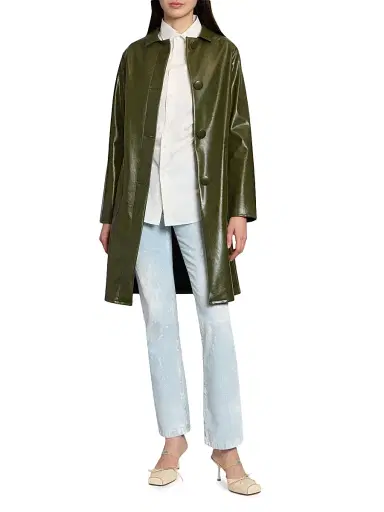 MM6 MAISON MARGIELA Women's Faux Leather Coat - Forest Green - Size 8 | Thumbnail 2 MM6 MAISON MARGIELA Women's Faux Leather Coat - Forest Green - Size 8 | Thumbnail 2
