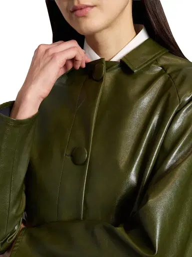 MM6 MAISON MARGIELA Women's Faux Leather Coat - Forest Green - Size 8 | Thumbnail 6 MM6 MAISON MARGIELA Women's Faux Leather Coat - Forest Green - Size 8 | Thumbnail 6