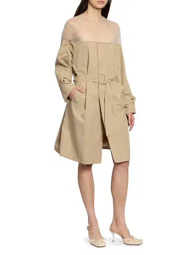 MM6 MAISON MARGIELA Women's Illusion Trench Knee-Length Dress - Beige - Size 8 | Thumbnail 2