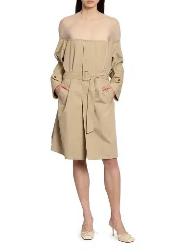 MM6 MAISON MARGIELA Women's Illusion Trench Knee-Length Dress - Beige - Size 8 | Thumbnail 3