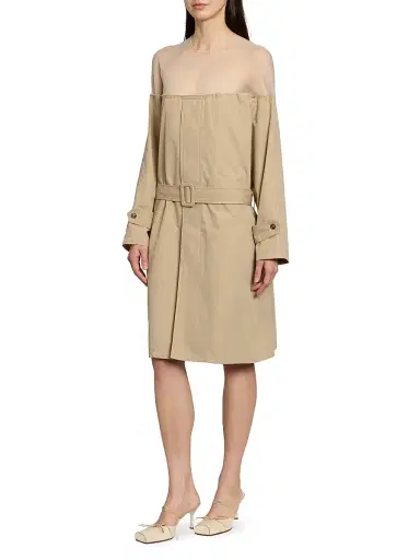MM6 MAISON MARGIELA Women's Illusion Trench Knee-Length Dress - Beige - Size 8 | Thumbnail 4