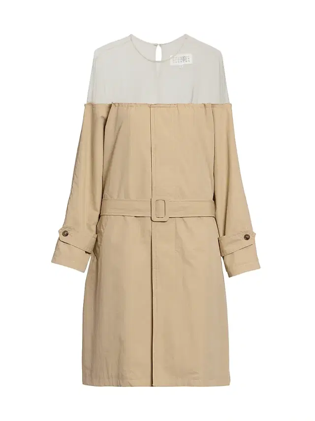 Women's Illusion Trench Knee-Length Dress - Beige