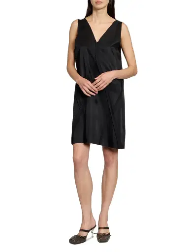MM6 MAISON MARGIELA Women's Satin Seamed Sleeveless Minidress - Black - Size 10 | Thumbnail 2