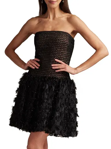 Tadashi Shoji Women's Shimmer-Detailed Strapless Minidress - Black Beige - Size 8 | Thumbnail 3 Tadashi Shoji Women's Shimmer-Detailed Strapless Minidress - Black Beige - Size 8 | Thumbnail 3