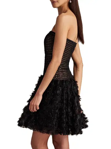 Tadashi Shoji Women's Shimmer-Detailed Strapless Minidress - Black Beige - Size 8 | Thumbnail 4 Tadashi Shoji Women's Shimmer-Detailed Strapless Minidress - Black Beige - Size 8 | Thumbnail 4