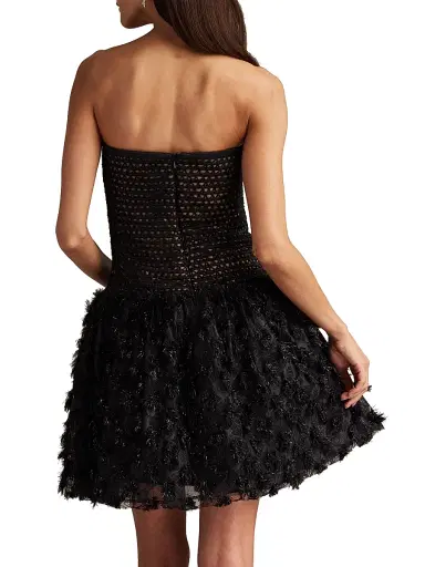 Tadashi Shoji Women's Shimmer-Detailed Strapless Minidress - Black Beige - Size 8 | Thumbnail 5 Tadashi Shoji Women's Shimmer-Detailed Strapless Minidress - Black Beige - Size 8 | Thumbnail 5