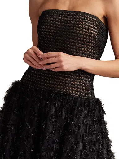 Tadashi Shoji Women's Shimmer-Detailed Strapless Minidress - Black Beige - Size 8 | Thumbnail 6 Tadashi Shoji Women's Shimmer-Detailed Strapless Minidress - Black Beige - Size 8 | Thumbnail 6