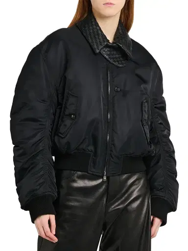 Bottega Veneta Women's Intrecciato Collar Blouson Jacket | Thumbnail 3