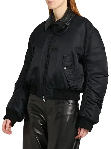 Bottega Veneta Women's Intrecciato Collar Blouson Jacket | Thumbnail 4