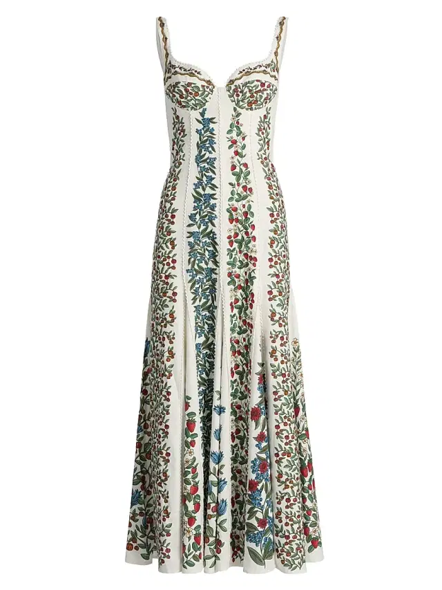 Farm Rio Women's Fruit Beauty Floral A-Line Maxi Dress - Off White