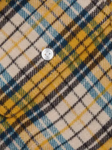 R13 Women's Plaid Cotton Flannel Cropped Work Shirt - Yellow Plaid - Size Large | Thumbnail 7