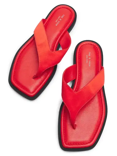 rag & bone Women's Gracie Cushioned Flat Sandals - Red Satin - Size 11 | Thumbnail 4