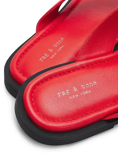 rag & bone Women's Gracie Cushioned Flat Sandals - Red Satin - Size 11 | Thumbnail 5