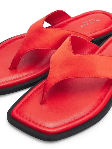 rag & bone Women's Gracie Cushioned Flat Sandals - Red Satin - Size 11 | Thumbnail 6