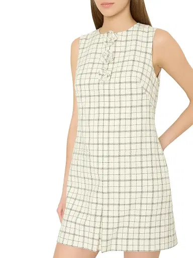 Milly Women's Saylor Appliqué Plaid Minidress - White Black - Size 6 | Thumbnail 4