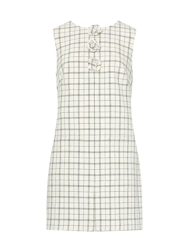 Milly Women's Saylor Appliqué Plaid Minidress - White Black