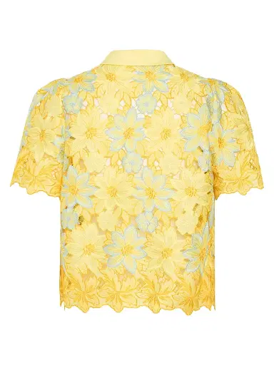 Milly Women's Addison Floral Lace Shirt - Yellow Multi | Thumbnail 3 Milly Women's Addison Floral Lace Shirt - Yellow Multi | Thumbnail 3