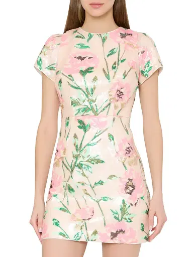 Milly Women's Rowen Floral Sequin Sheath Minidress | Thumbnail 4 Milly Women's Rowen Floral Sequin Sheath Minidress | Thumbnail 4