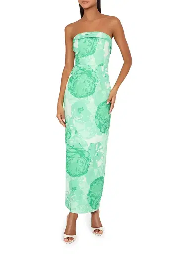 Milly Women's Ella Floral Jacquard Strapless Maxi Dress | Thumbnail 4 Milly Women's Ella Floral Jacquard Strapless Maxi Dress | Thumbnail 4