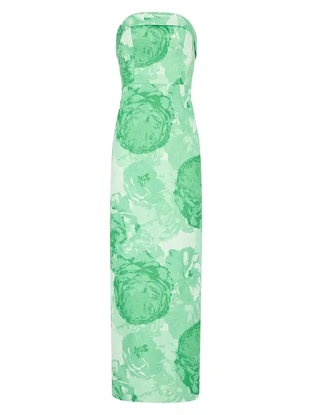Milly Women's Ella Floral Jacquard Strapless Maxi Dress - Green Multi