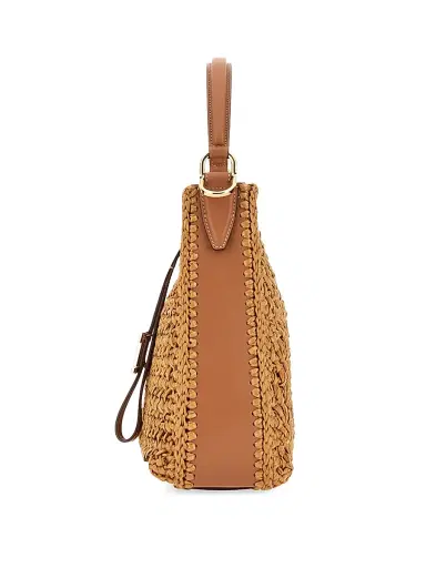 Tod's Women's T Timeless Mini Raffia Bucket Bag - Beige | Thumbnail 4 Tod's Women's T Timeless Mini Raffia Bucket Bag - Beige | Thumbnail 4