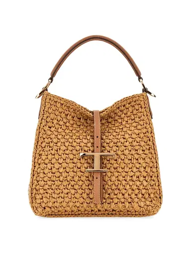 Tod's Women's T Timeless Mini Raffia Bucket Bag - Beige | Thumbnail 1 Tod's Women's T Timeless Mini Raffia Bucket Bag - Beige | Thumbnail 1