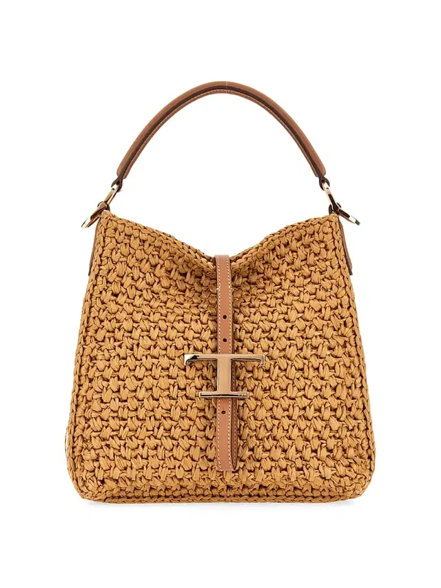 Tod's Women's T Timeless Mini Raffia Bucket Bag - Beige