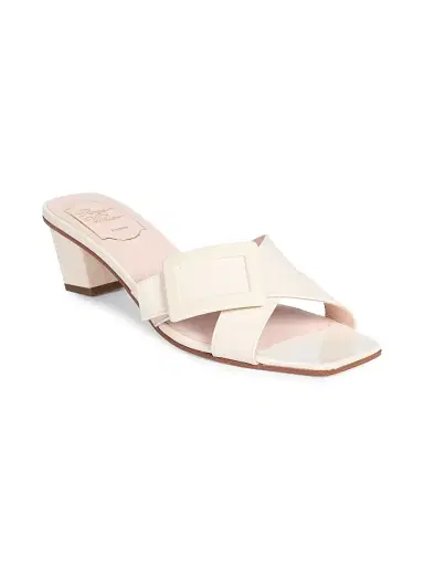 Roger Vivier Women's BV Cross Tonal 45MM Leather Mules - Cire | Thumbnail 2 Roger Vivier Women's BV Cross Tonal 45MM Leather Mules - Cire | Thumbnail 2