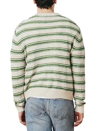 Corridor Men's Striped Cotton-Blend Crewneck Sweater - Natural | Thumbnail 4