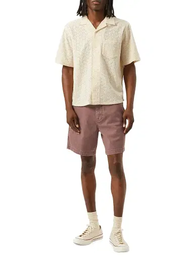 Corridor Men's Floral Eyelet Camp Shirt - Natural | Thumbnail 2 Corridor Men's Floral Eyelet Camp Shirt - Natural | Thumbnail 2
