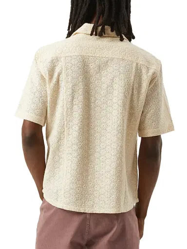 Corridor Men's Floral Eyelet Camp Shirt - Natural | Thumbnail 3 Corridor Men's Floral Eyelet Camp Shirt - Natural | Thumbnail 3