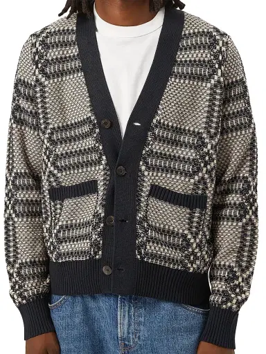Corridor Men's Overshot Cotton Cardigan - Mint | Thumbnail 1