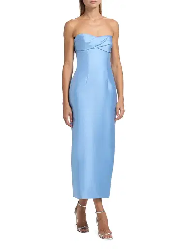 MONIQUE LHUILLIER Women's Mikado Strapless Cocktail Dress - Bluebelle - Size 10 | Thumbnail 2 MONIQUE LHUILLIER Women's Mikado Strapless Cocktail Dress - Bluebelle - Size 10 | Thumbnail 2