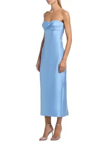 MONIQUE LHUILLIER Women's Mikado Strapless Cocktail Dress - Bluebelle - Size 10 | Thumbnail 4 MONIQUE LHUILLIER Women's Mikado Strapless Cocktail Dress - Bluebelle - Size 10 | Thumbnail 4