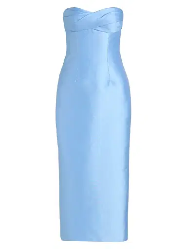 MONIQUE LHUILLIER Women's Mikado Strapless Cocktail Dress - Bluebelle - Size 10 | Thumbnail 1 MONIQUE LHUILLIER Women's Mikado Strapless Cocktail Dress - Bluebelle - Size 10 | Thumbnail 1