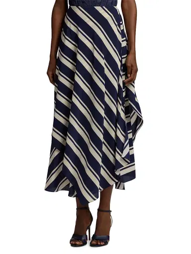 Ralph Lauren Collection Women's Tilda Striped Paneled Silk Maxi Skirt - Icon Navy | Thumbnail 4 Ralph Lauren Collection Women's Tilda Striped Paneled Silk Maxi Skirt - Icon Navy | Thumbnail 4