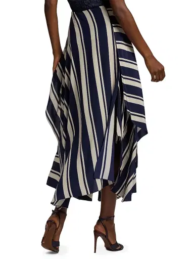 Ralph Lauren Collection Women's Tilda Striped Paneled Silk Maxi Skirt - Icon Navy | Thumbnail 5 Ralph Lauren Collection Women's Tilda Striped Paneled Silk Maxi Skirt - Icon Navy | Thumbnail 5