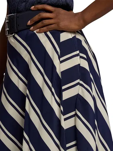 Ralph Lauren Collection Women's Tilda Striped Paneled Silk Maxi Skirt - Icon Navy | Thumbnail 6 Ralph Lauren Collection Women's Tilda Striped Paneled Silk Maxi Skirt - Icon Navy | Thumbnail 6