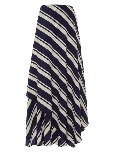 Ralph Lauren Collection Women's Tilda Striped Paneled Silk Maxi Skirt - Icon Navy | Thumbnail 1 Ralph Lauren Collection Women's Tilda Striped Paneled Silk Maxi Skirt - Icon Navy | Thumbnail 1