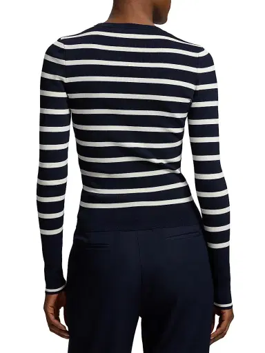 Ralph Lauren Collection Women's Striped Stretch-Silk Sweater | Thumbnail 4 Ralph Lauren Collection Women's Striped Stretch-Silk Sweater | Thumbnail 4