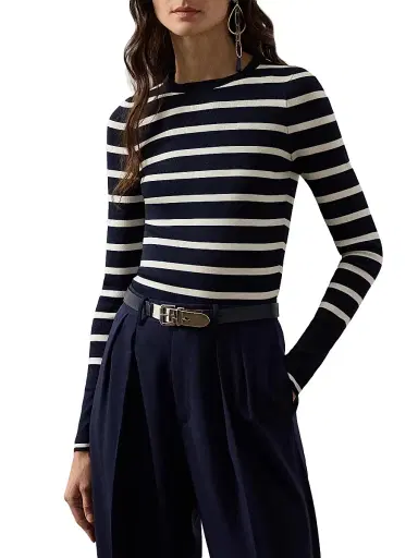Ralph Lauren Collection Women's Striped Stretch-Silk Sweater | Thumbnail 6 Ralph Lauren Collection Women's Striped Stretch-Silk Sweater | Thumbnail 6