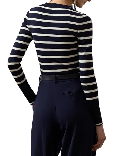 Ralph Lauren Collection Women's Striped Stretch-Silk Sweater | Thumbnail 7 Ralph Lauren Collection Women's Striped Stretch-Silk Sweater | Thumbnail 7
